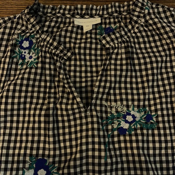 Charter Club Gingham Floral Embroidered Blouse NWT - Picture 6 of 15
